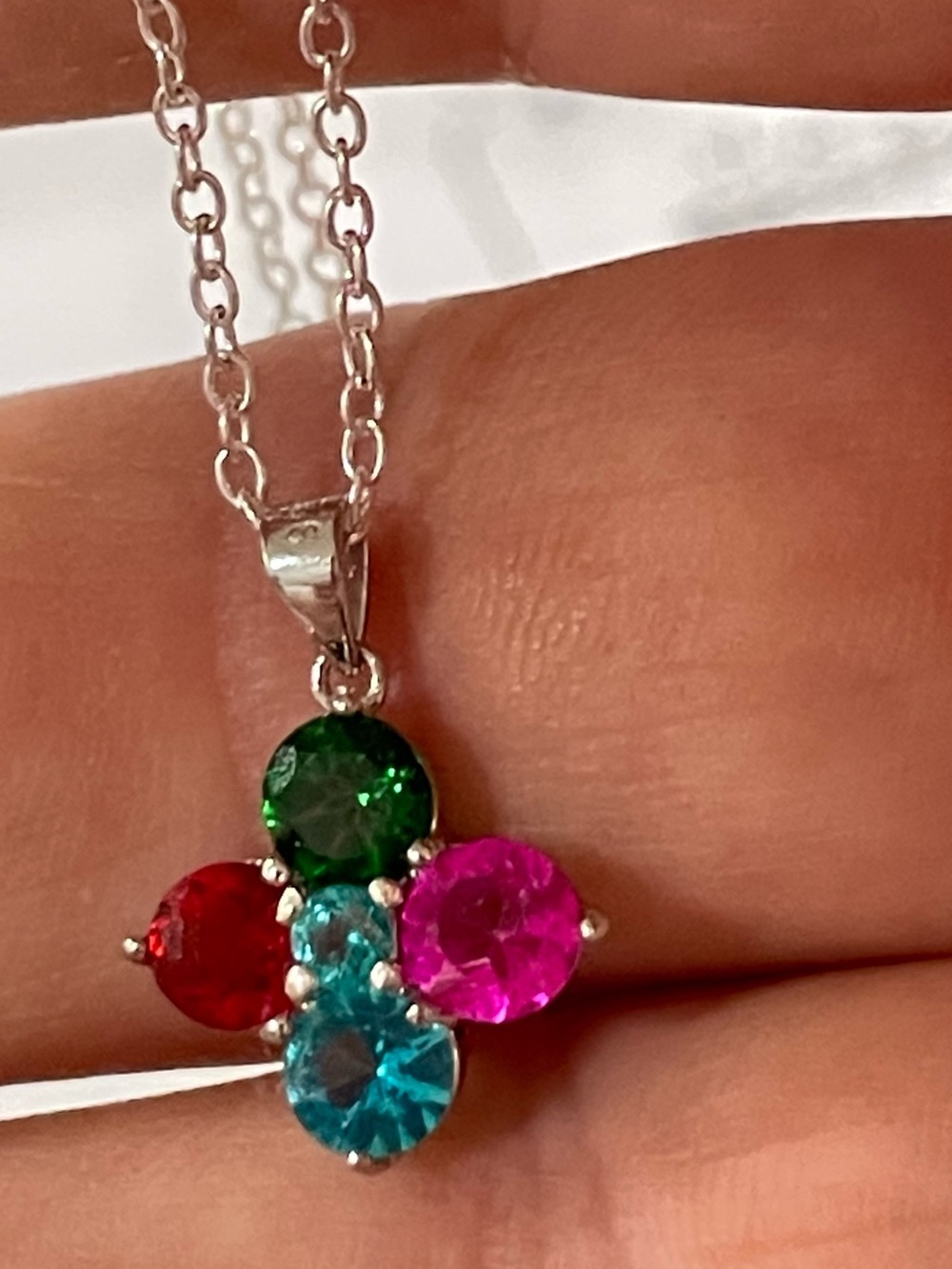 Neon TOPAZ‼️ 14k over Sterling. Ring sz-7 , Earrings, Pendant & Chai - Picture 7 of 12